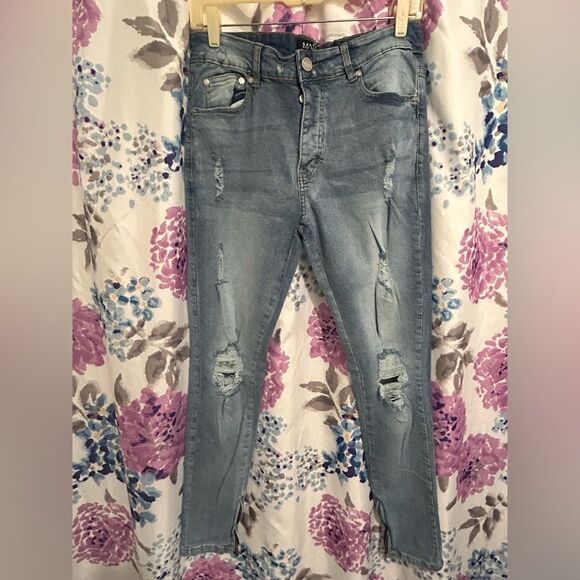 BoohooMAN Men's Distressed Light Blue Jeans Size 32R New with Tags - Picture 3 of 10